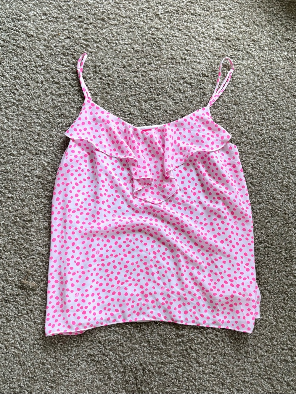 Lilly Pulitzer Pink Polka Dot Ruffle Cami